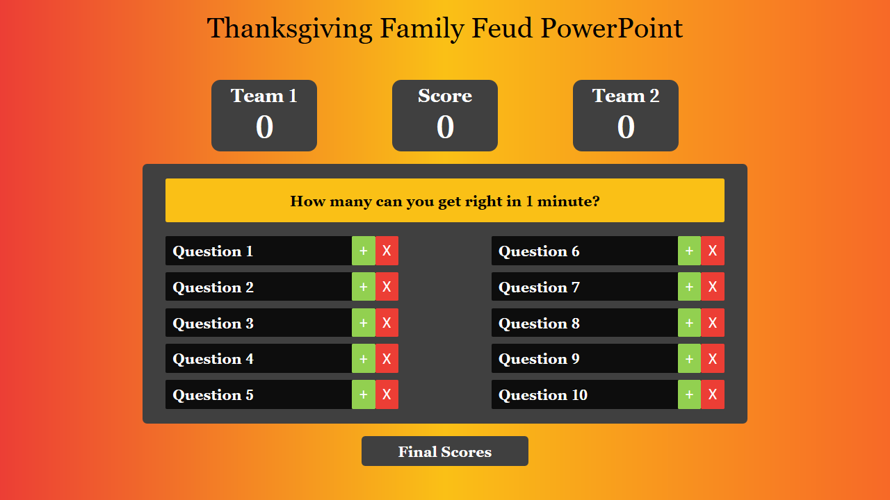 Thanksgiving Family Feud PowerPoint Template & Google Slides